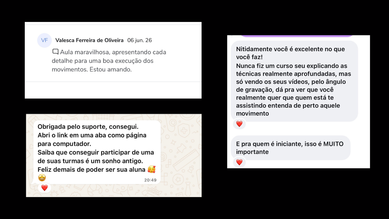 Feedbacks reais de alunas